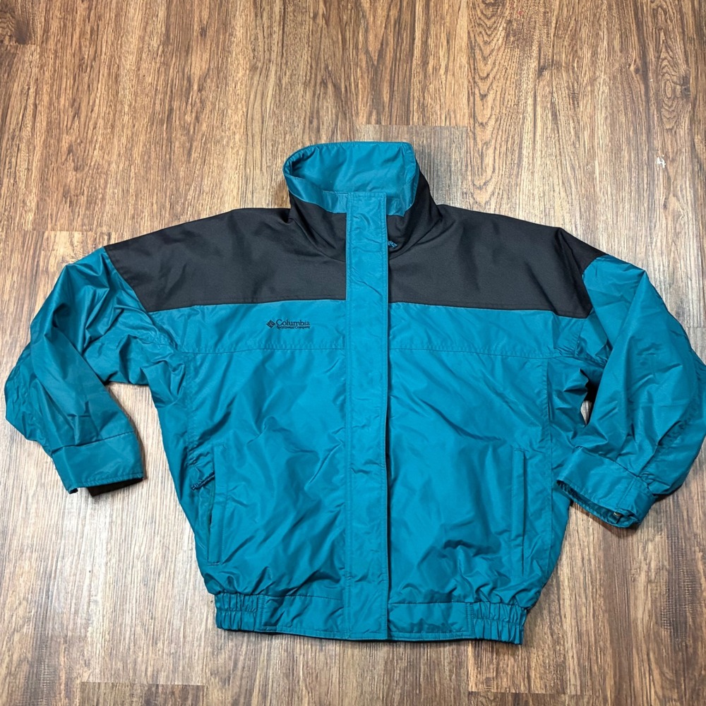 Vintage 90s Columbia Bugaboo Ski Coat Jacket Women's Size MEDIUM Black / Teal